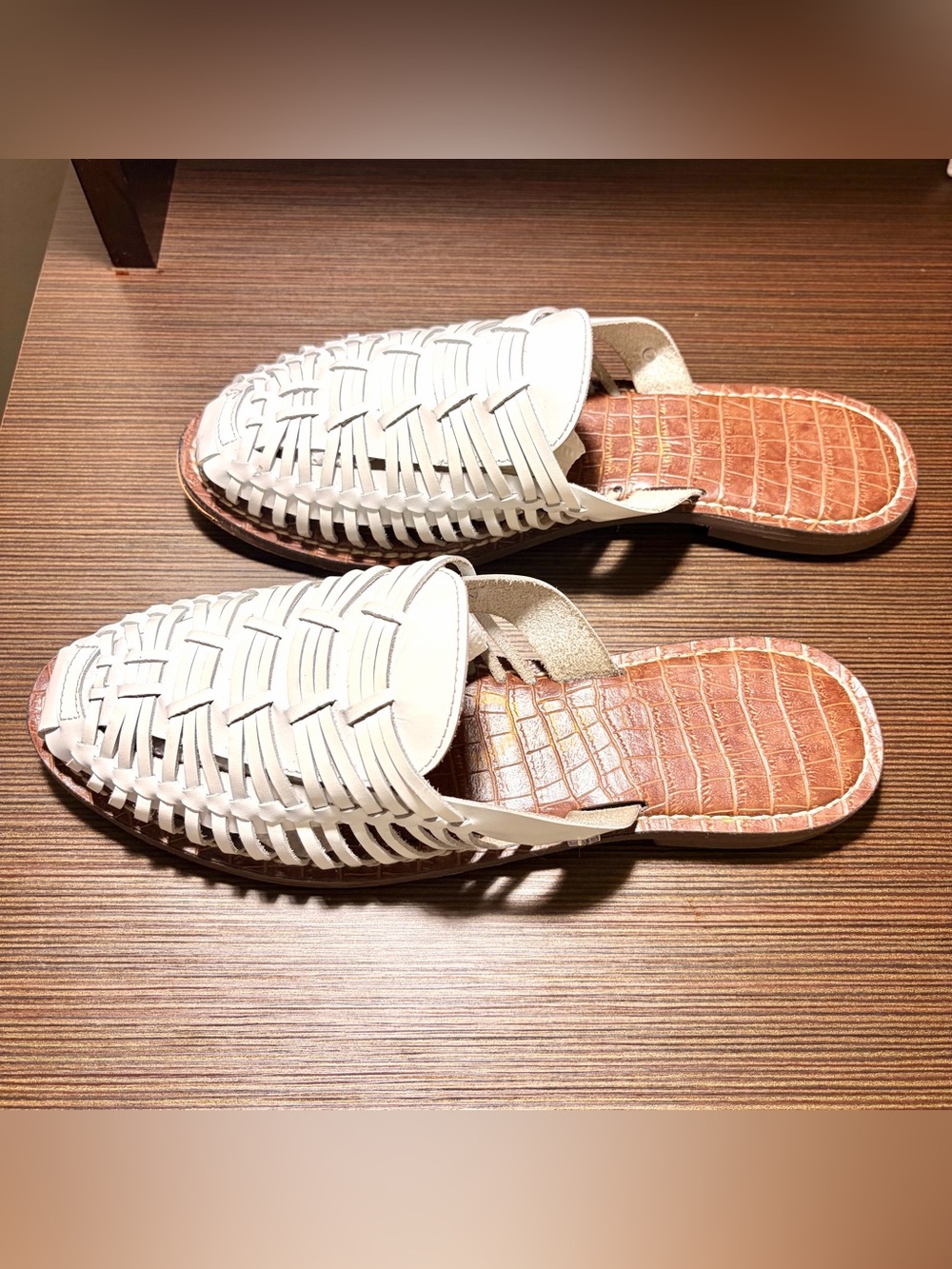 Sam Edelman Woven Leather Slip-On Sandals - White sz 10